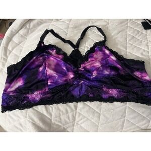 Torrid Black Lace Bralette Bra Unlined Wireless Sexy Galaxy Size 6